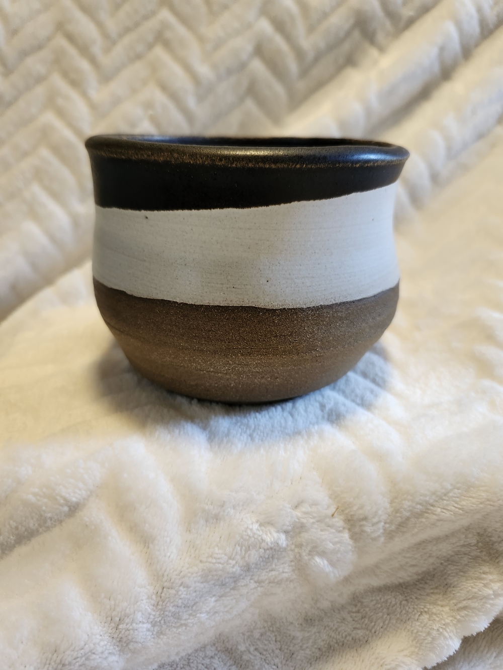 Handmade Ceramic Planter Pot in Black, White, and Brown